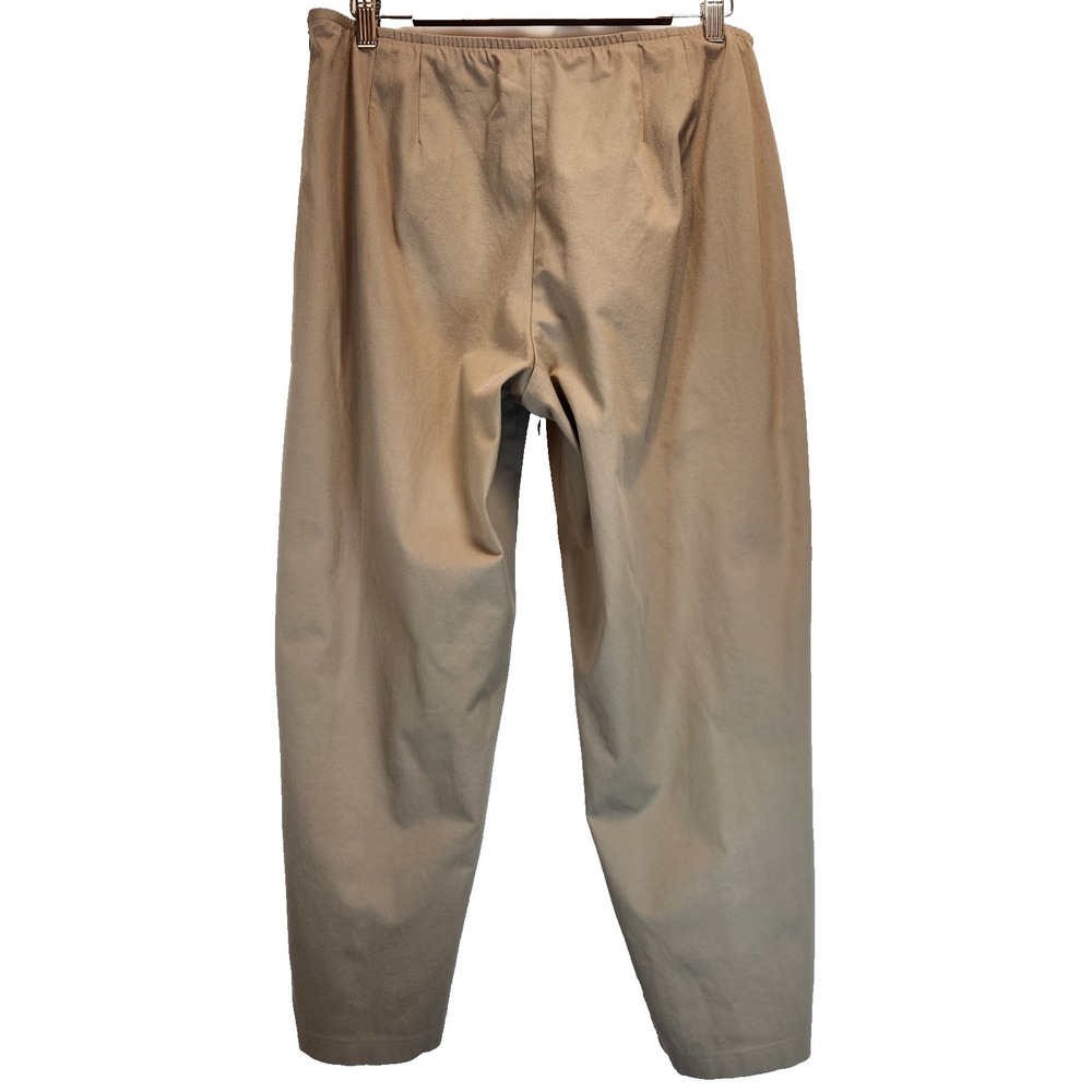 Eileen Fisher Stretch Pants Womens Size L Beige Organic Cotton Elastic Waistband - Picture 2 of 6